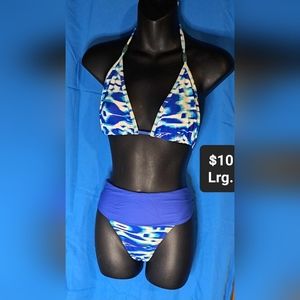Blue Patterned Bikini Set